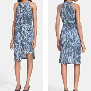 NWT Halston Heritage Feather Vulcan Lay Midi Dress Wedding Sleeveless Tie Dye